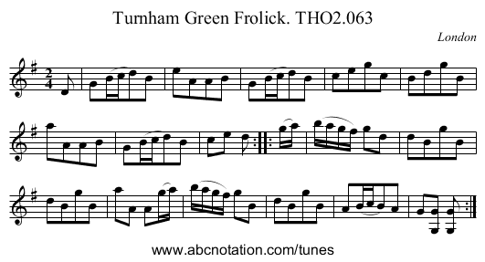 Turnham Green Frolick. THO2.063 - staff notation
