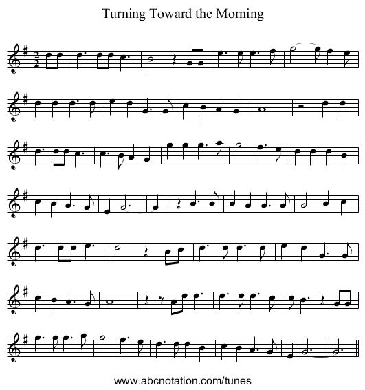 Turning Toward the Morning - staff notation