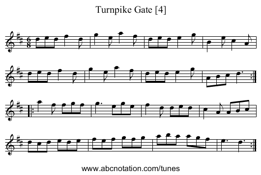 Turnpike Gate [4] - staff notation