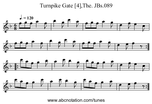 Turnpike Gate [4],The. JBs.089 - staff notation