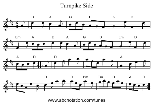 Turnpike Side - staff notation