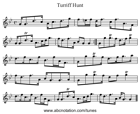 Turriff Hunt - staff notation