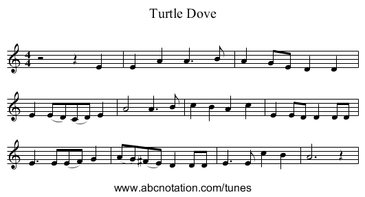 Turtle Dove - staff notation