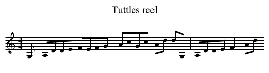 Tuttles reel - staff notation