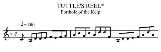 TUTTLE'S REEL* - staff notation