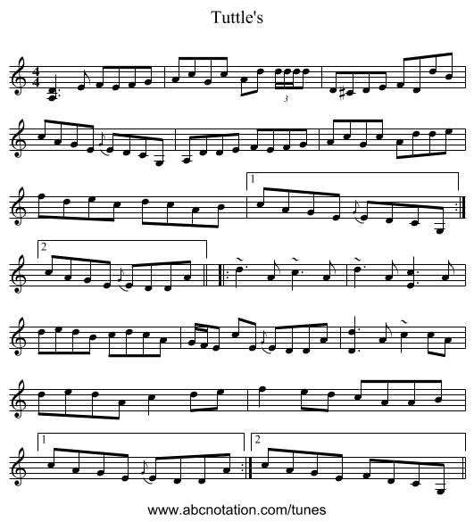 Tuttle's - staff notation