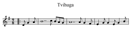 Tvihuga - staff notation