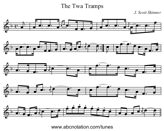 Twa Tramps, The - staff notation