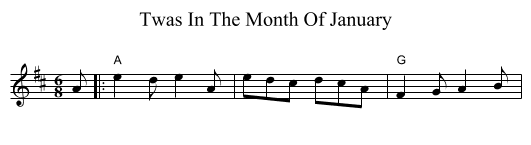 Twas In The Month Of January - staff notation