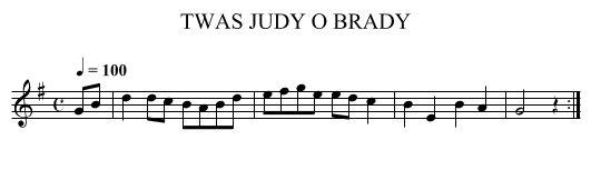 TWAS JUDY O BRADY - staff notation
