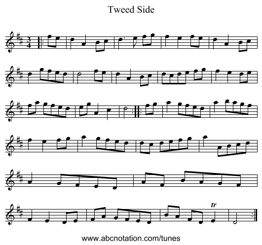 Tweed Side - staff notation
