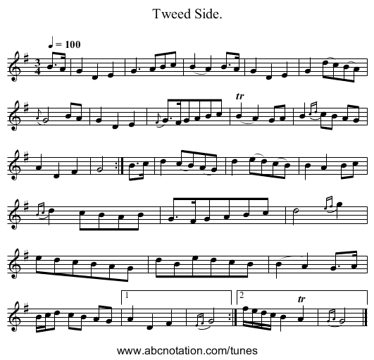 Tweed Side. - staff notation