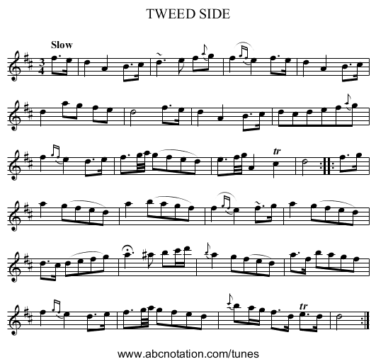 TWEED SIDE - staff notation
