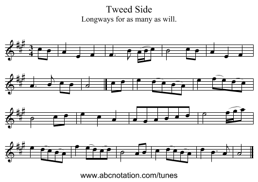 Tweed Side - staff notation