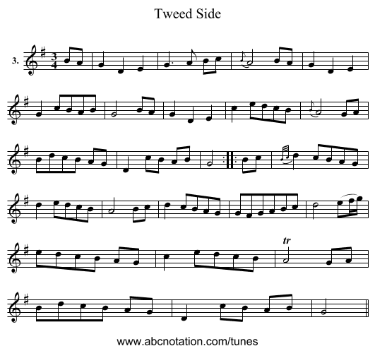 Tweed Side - staff notation