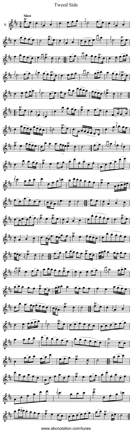 Tweed Side - staff notation