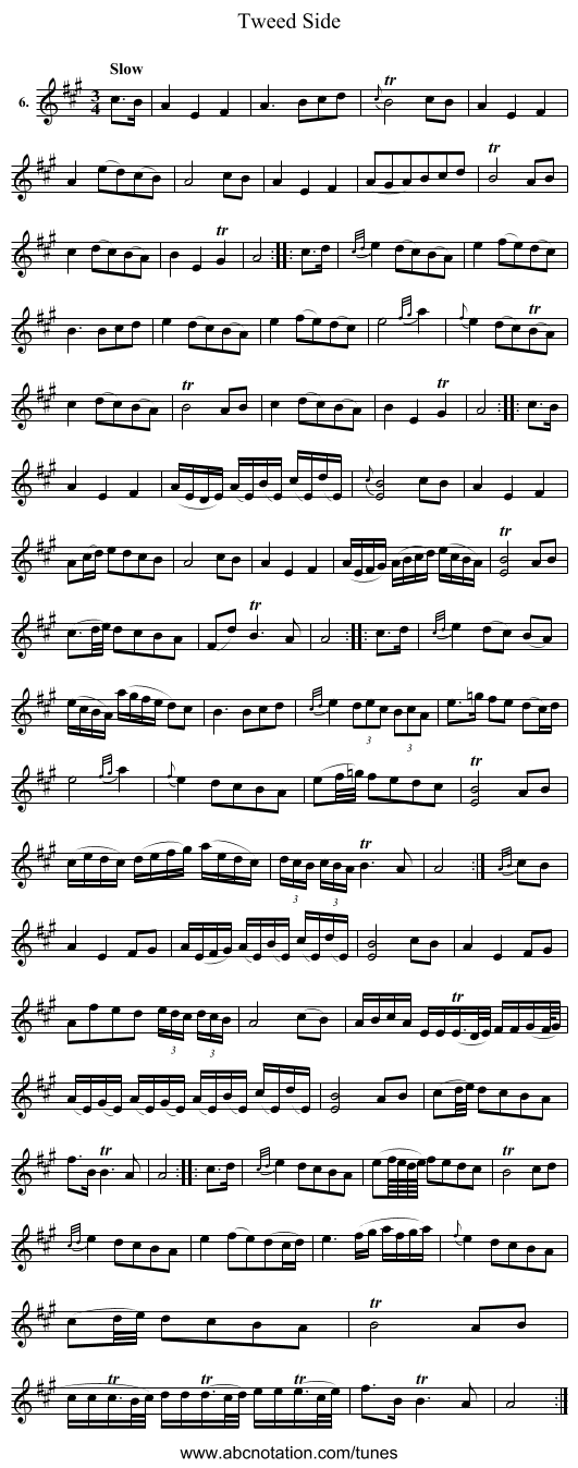 Tweed Side - staff notation