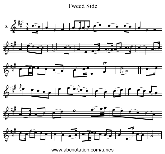 Tweed Side - staff notation