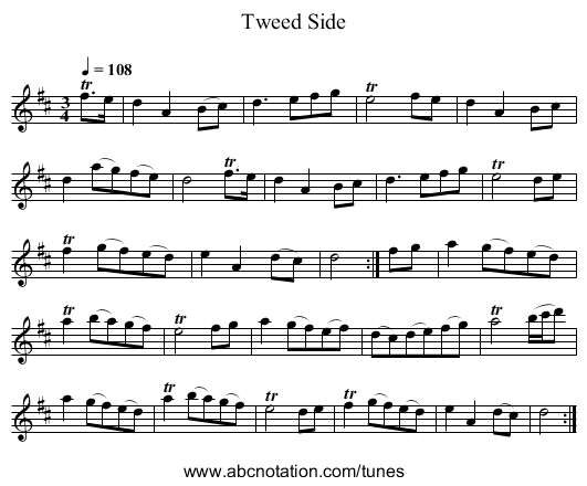 Tweed Side - staff notation