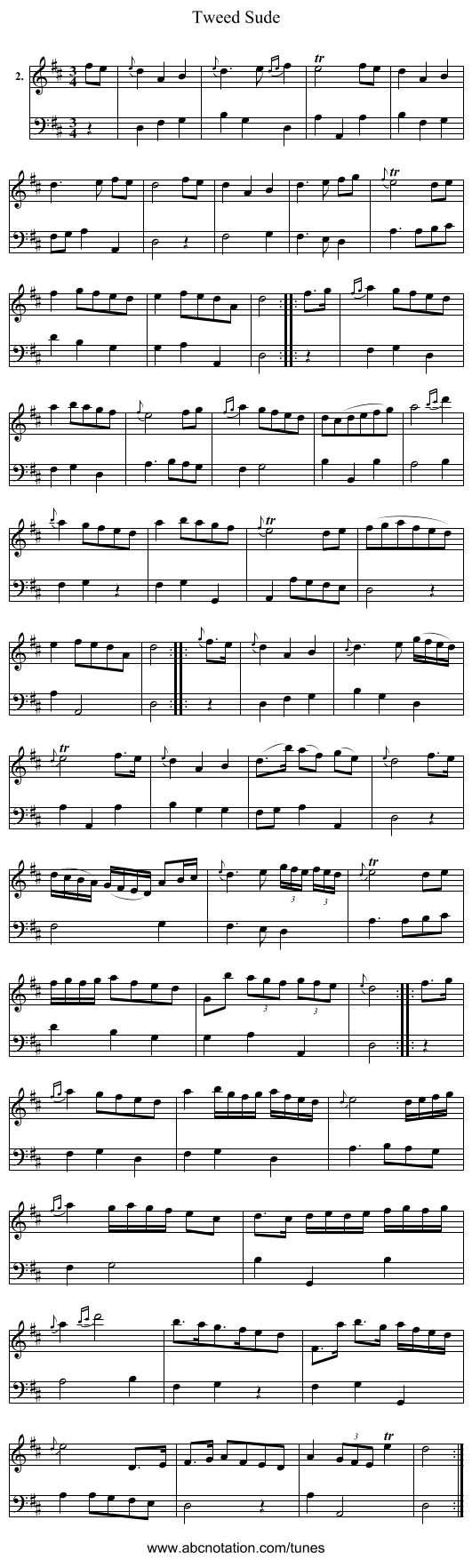 Tweed Sude - staff notation