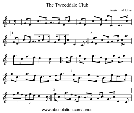 Tweeddale Club, The - staff notation