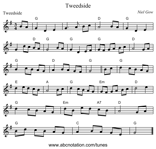 Tweedside - staff notation