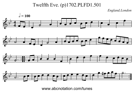 Twelfth Eve. (p)1702.PLFD1.501 - staff notation