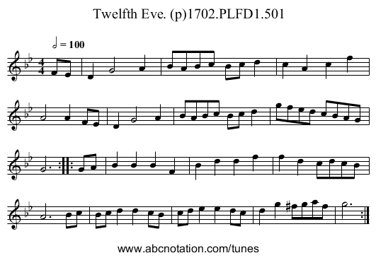 Twelfth Eve. (p)1702.PLFD1.501 - staff notation