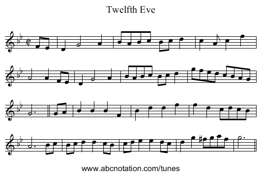 Twelfth Eve - staff notation
