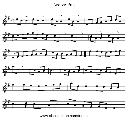 Twelve Pins - staff notation