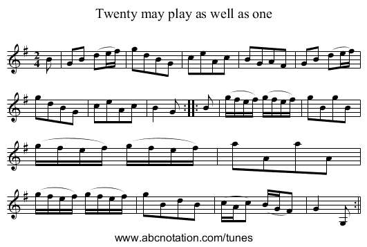 Twenty may play as well as one - staff notation