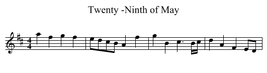 Twenty -Ninth of May - staff notation