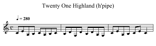 Twenty One Highland (h'pipe) - staff notation