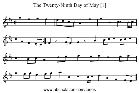 Twenty-Ninth Day of May [1], The - staff notation