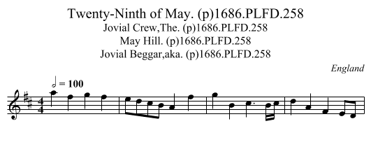 Twenty-Ninth of May. (p)1686.PLFD.258 - staff notation