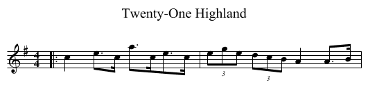 Twenty-One Highland - staff notation