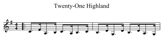 Twenty-One Highland - staff notation