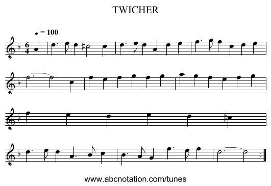 TWICHER - staff notation