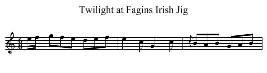 Twilight at Fagins Irish Jig - staff notation