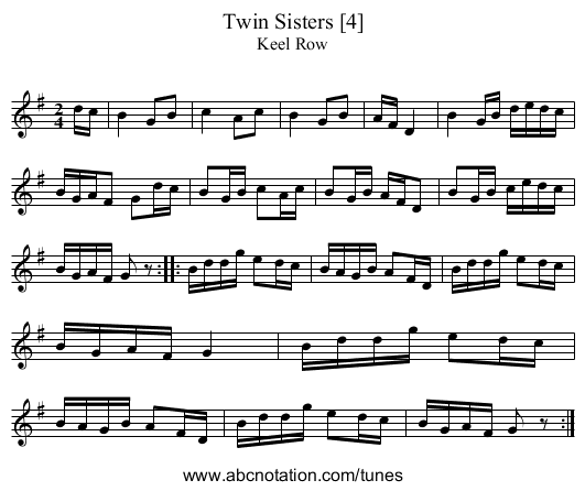 Twin Sisters [4] - staff notation
