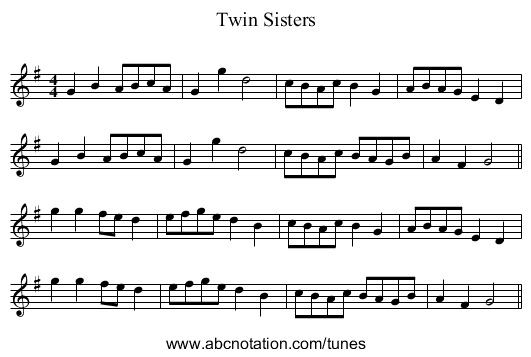 Twin Sisters - staff notation