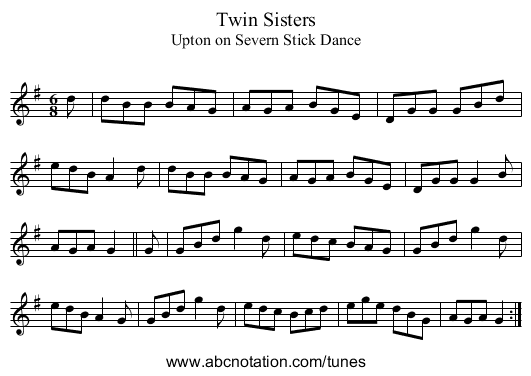 Twin Sisters - staff notation