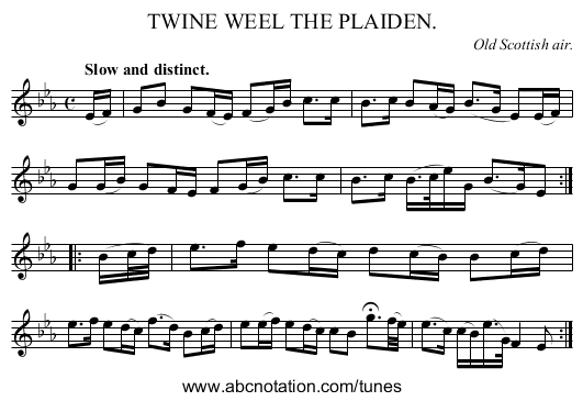 TWINE WEEL THE PLAIDEN. - staff notation