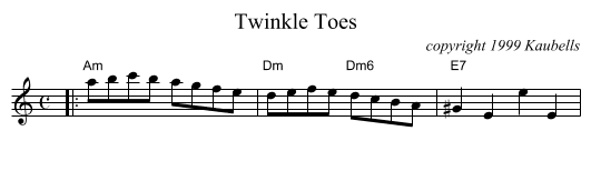 Twinkle Toes - staff notation