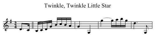 Twinkle, Twinkle Little Star - staff notation