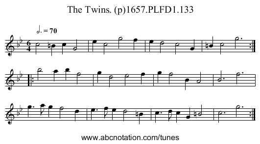 Twins. (p)1657.PLFD1.133, The - staff notation