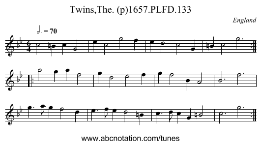 Twins,The. (p)1657.PLFD.133 - staff notation