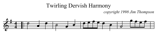 Twirling Dervish Harmony - staff notation