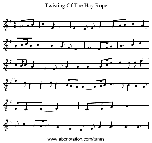 Twisting Of The Hay Rope - staff notation