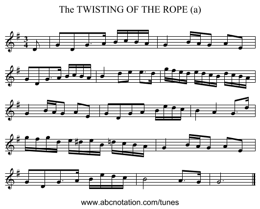 TWISTING OF THE ROPE (a), The - staff notation
